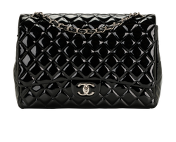Maxi Classic Patent Double Flap, Patent, Black, 15222792(2011), DB, 2*
